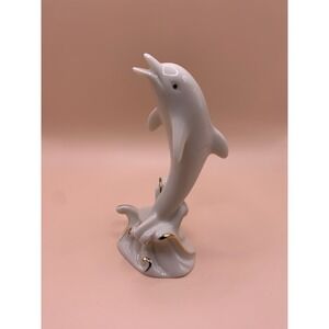 Lenox Collection Dolphin with 24k Gold Trim‎ Ivory 4"  Tall Vintage Figurine